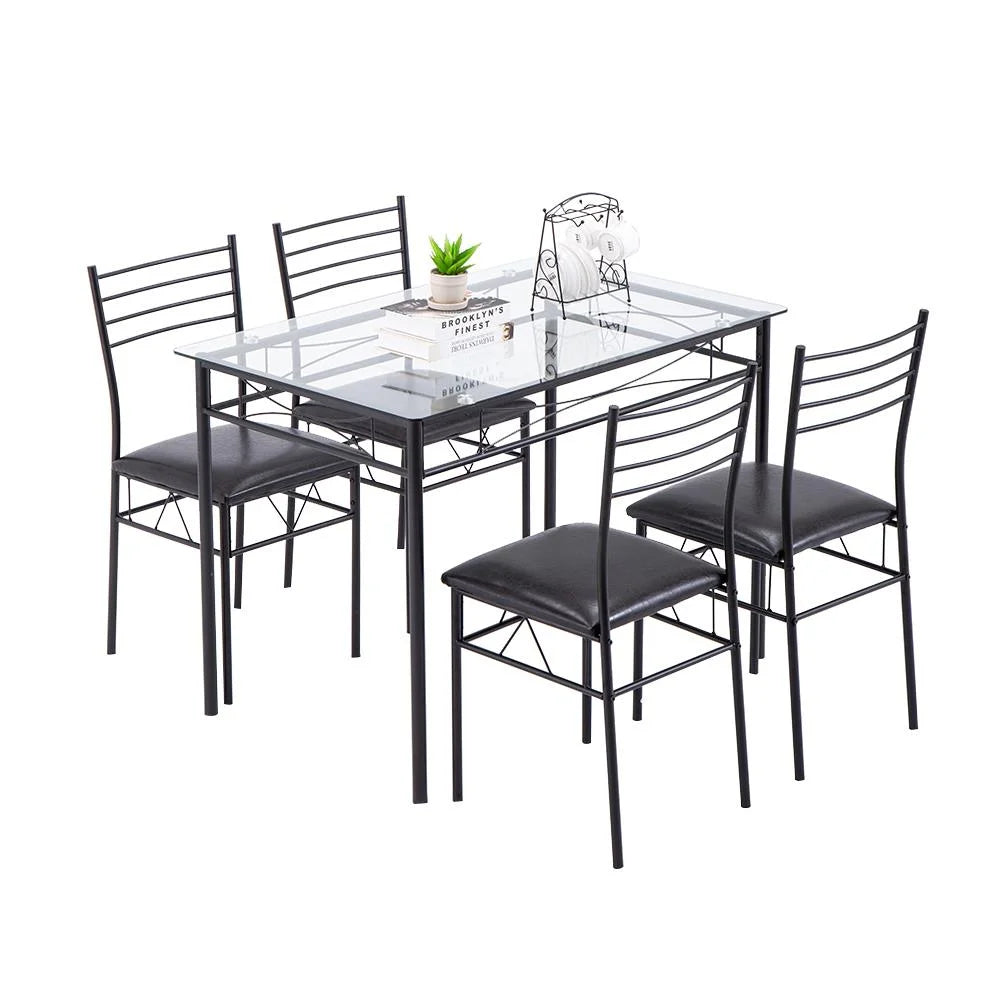 5 PC Glass Top Dining Set with 4 Chairs R737144
