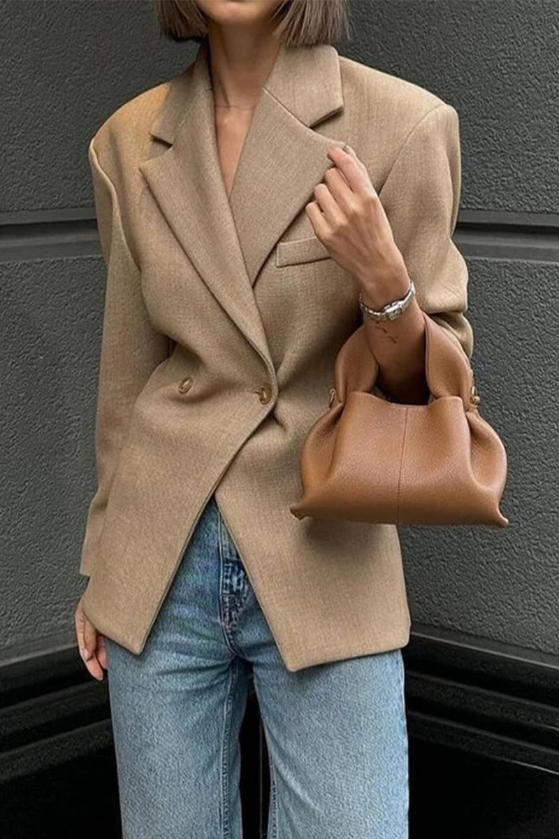 Solid Color Button Outerwear W63497