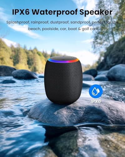 Bluetooth Speaker, Portable Wireless 15W IPX6 Waterproof LED Lights 12H Playtime E303