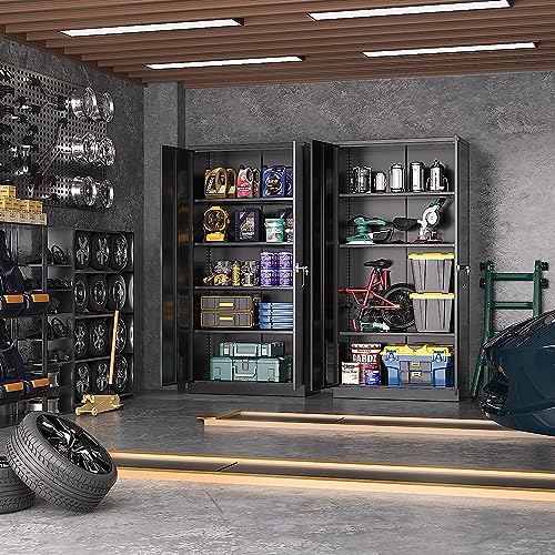 72" Metal Storage Cabinet with Lock and 4 Adjustable Shelves N4420