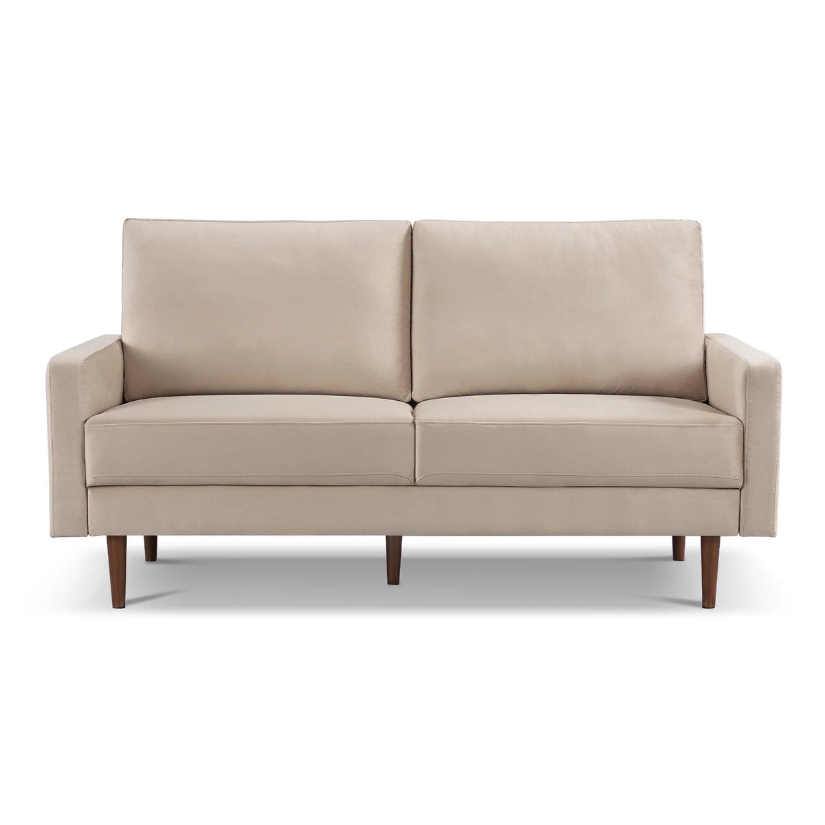 69 Inches Beige Velvet Upholstered Sofa E399494