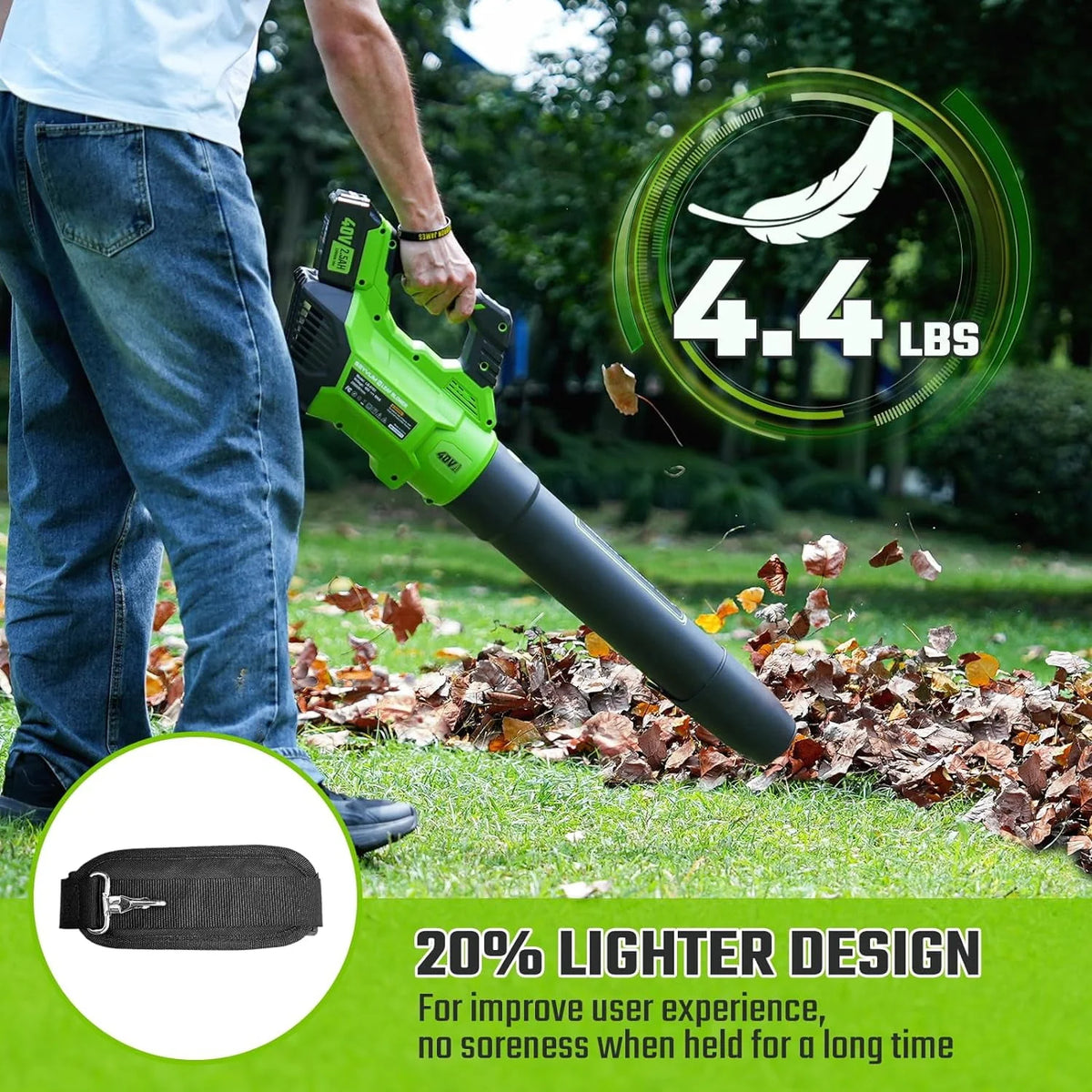 Cordless Leaf Blower 600CFM 165MPH with 2.5Ah Battery T80010