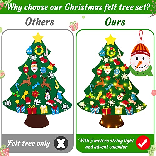 3ft DIY Felt Christmas Tree Set + Snowman Advent Calendar Y6730