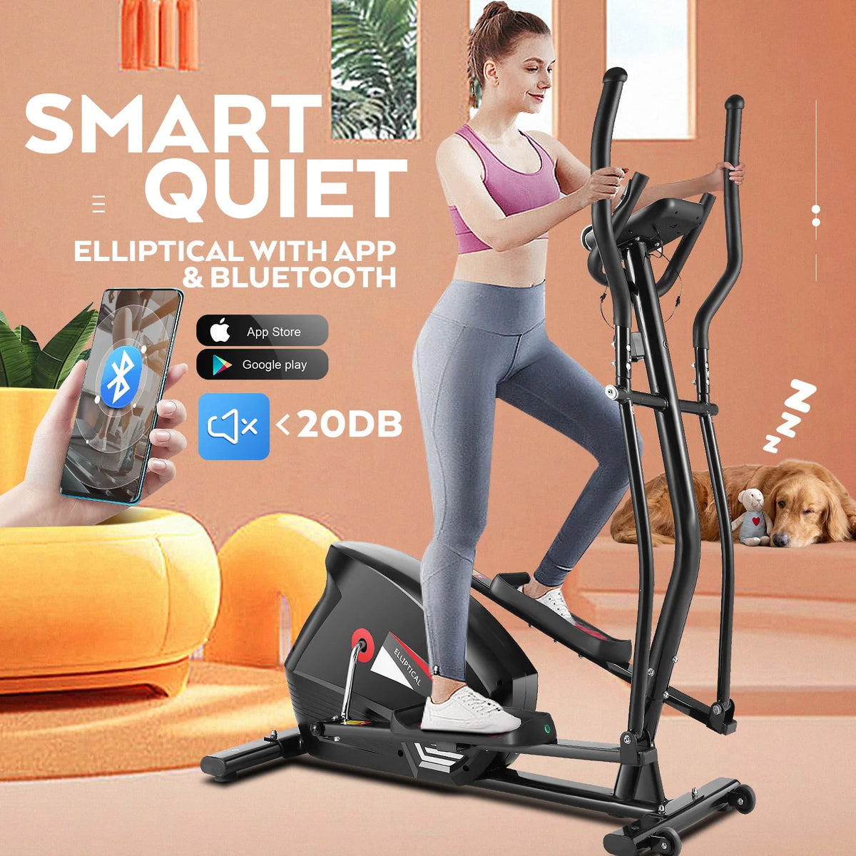 Elliptical Machine with 10 Levels Magnetic Resistance & LCD Display A566604