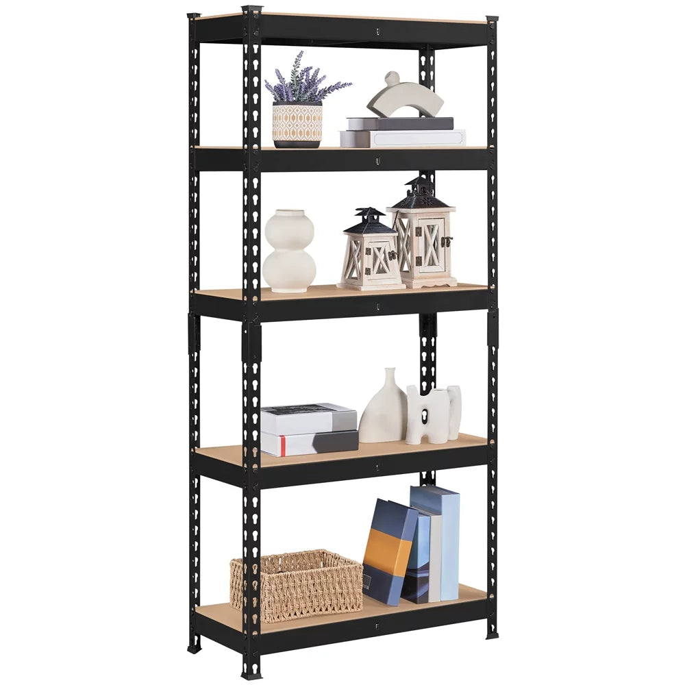 5-Shelf Adjustable Steel Storage Shelf Unit, Black, 2 Pack G11438