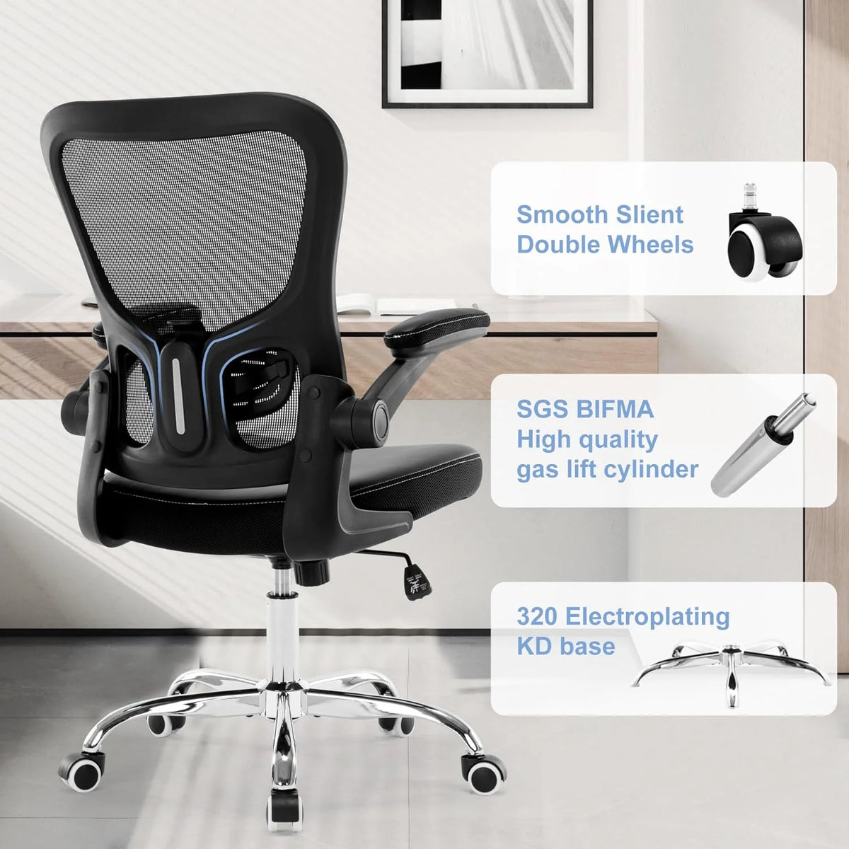 Black Mesh Ergonomic Office Chair with Armrests L35229