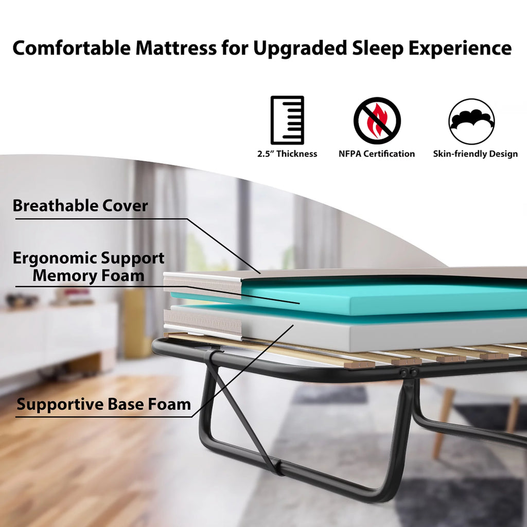 Folding Bed with Memory Foam Mattress A171552