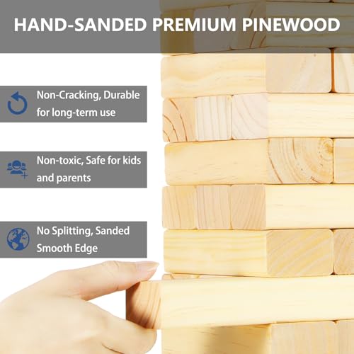 57 Blocks New Zealand Pine Wooden Tumble Tower G731