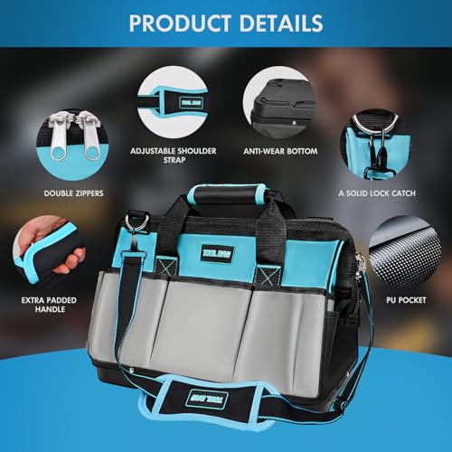 16 Inch Heavy Duty Tool Bag Organizer with Adjustable Strap S432986