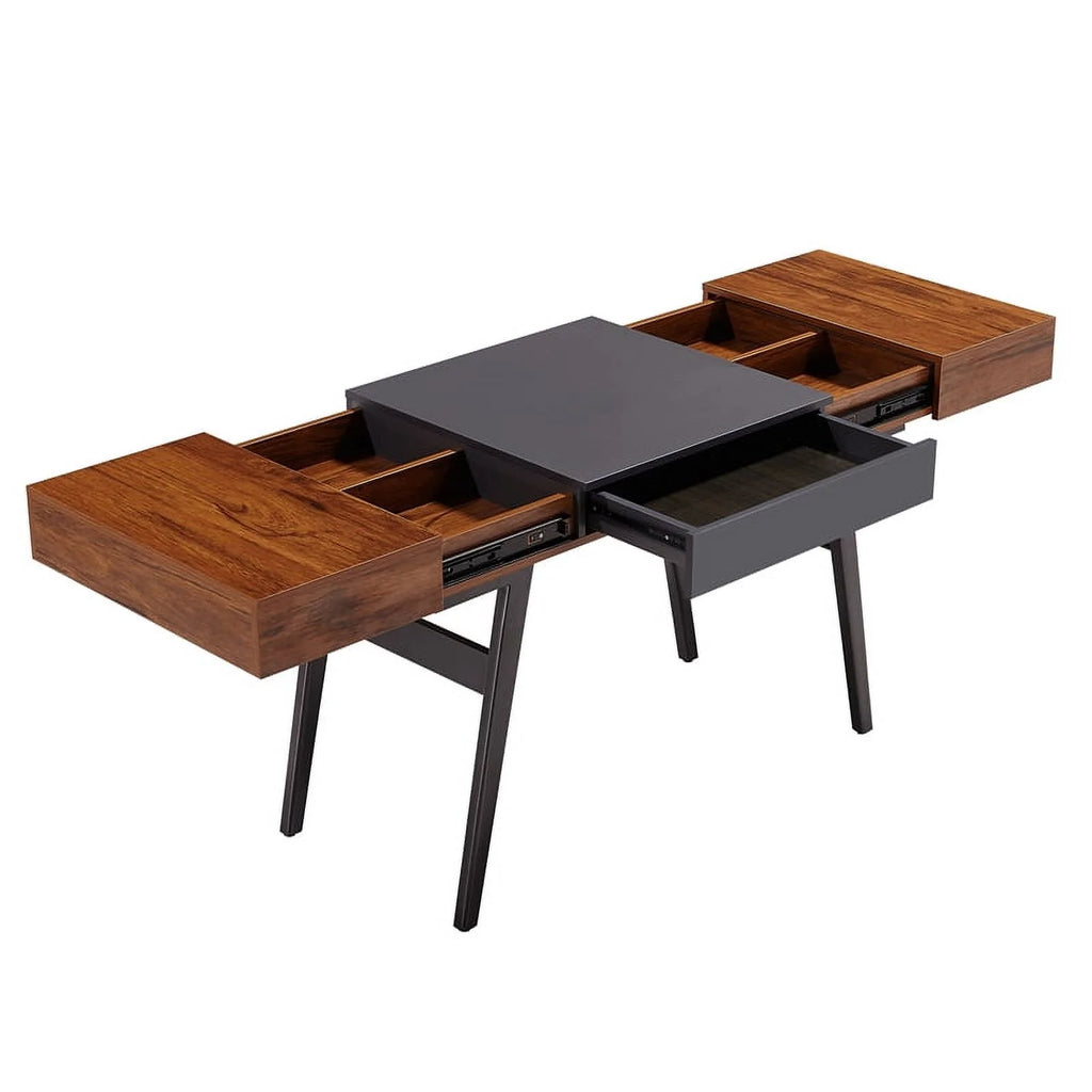 Mahogany Expandable Desk with Storage I250