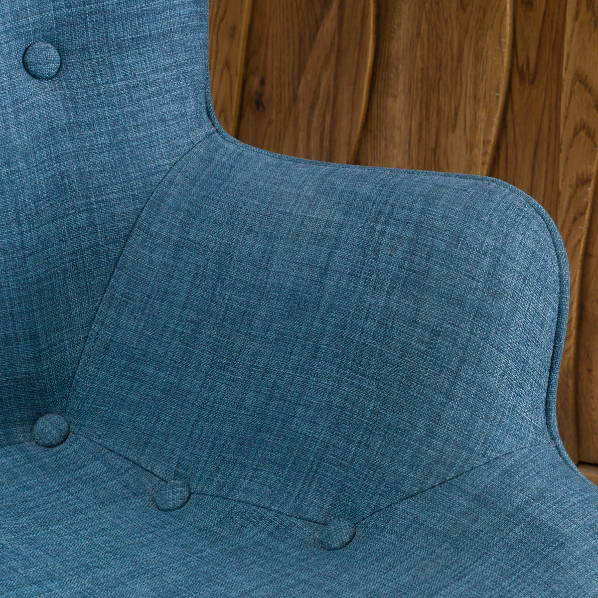Mid-Century Modern Wingback Fabric Chair and Ottoman Set F6975