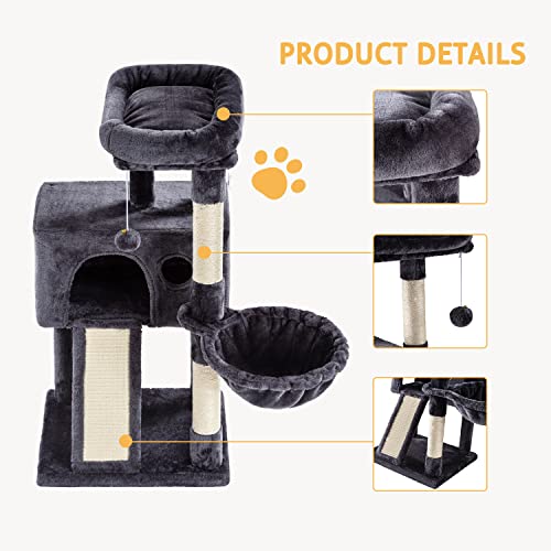36 Inches Smoky Grey Cat Tree with Hammock C769