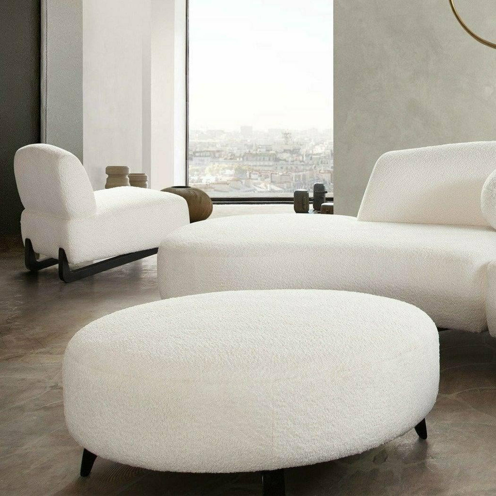 Faux White Shearling Armless Chair with Black Wood Leg Base G5898
