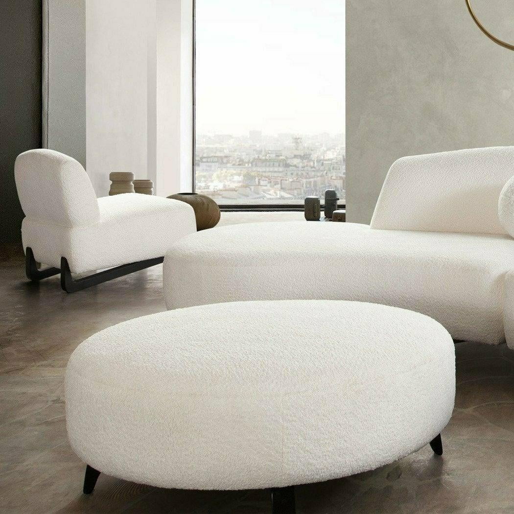 Faux White Shearling Armless Chair with Black Wood Leg Base G5898