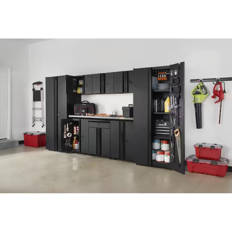 9 Piece Black Welded Steel Garage Storage System R3654
