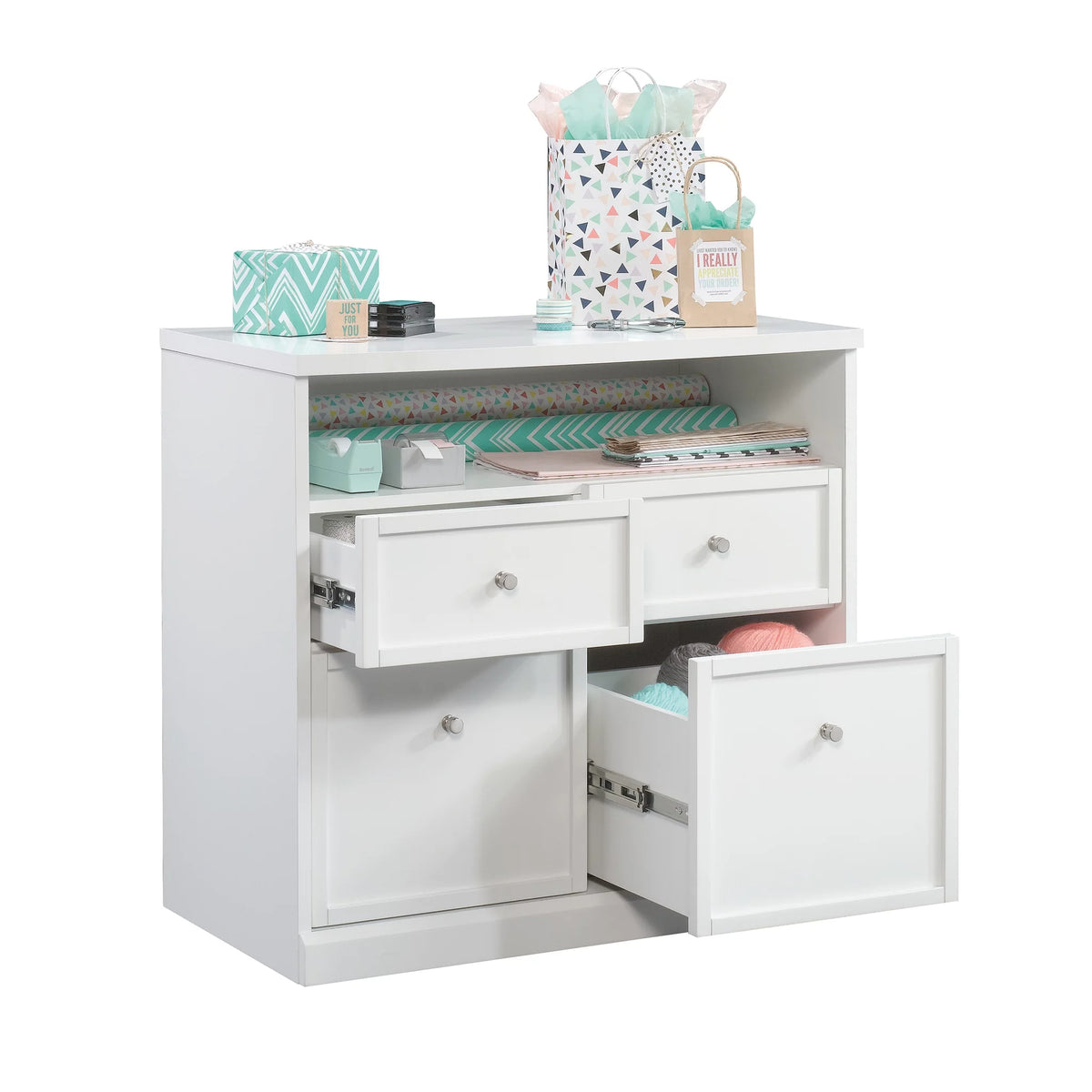 4 Drawer White Storage Cabinet I32879