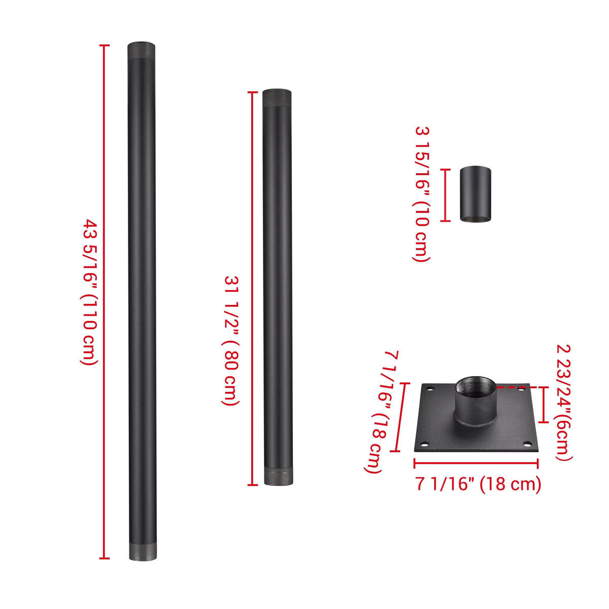 10Ft Black Shade Sail Pole Y841122