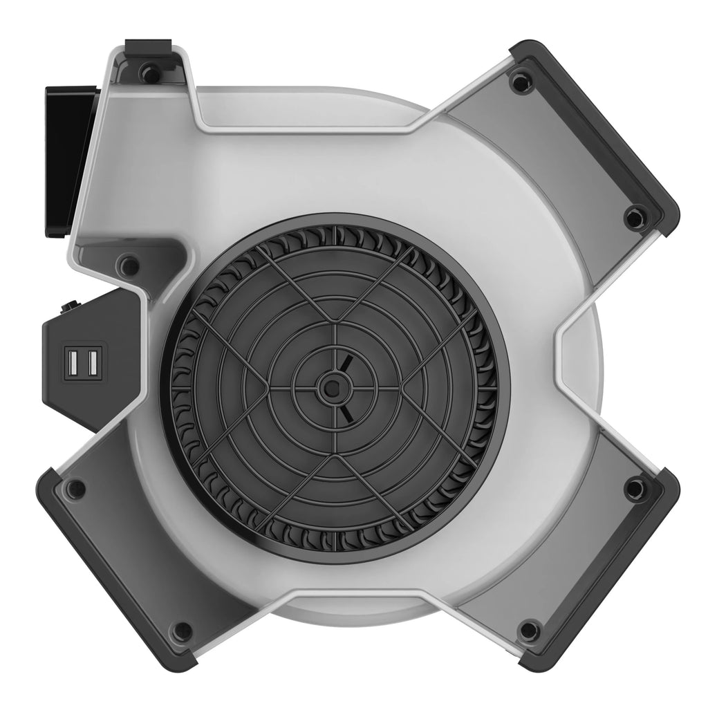 11" 6 Position Blower Fan with Outlet and USB Ports, Gray X761
