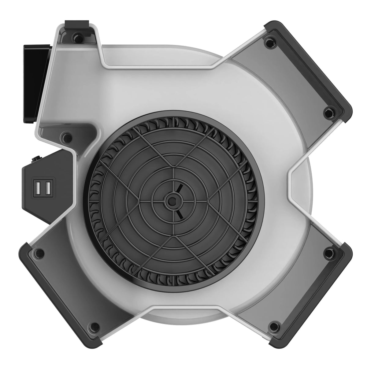 11" 6 Position Blower Fan with Outlet and USB Ports, Gray X761