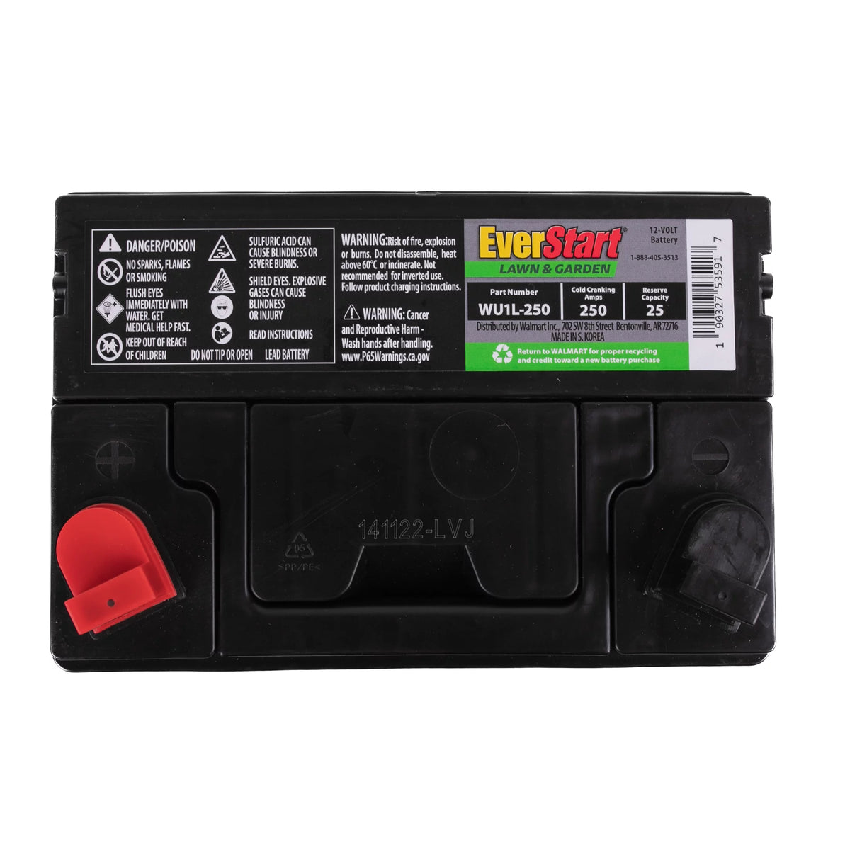 Lead Acid Lawn and Garden Battery, Group Size U1R 12 Volt, 250 CCA J26140