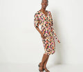 Black Floral Knit Wrap Dress E315