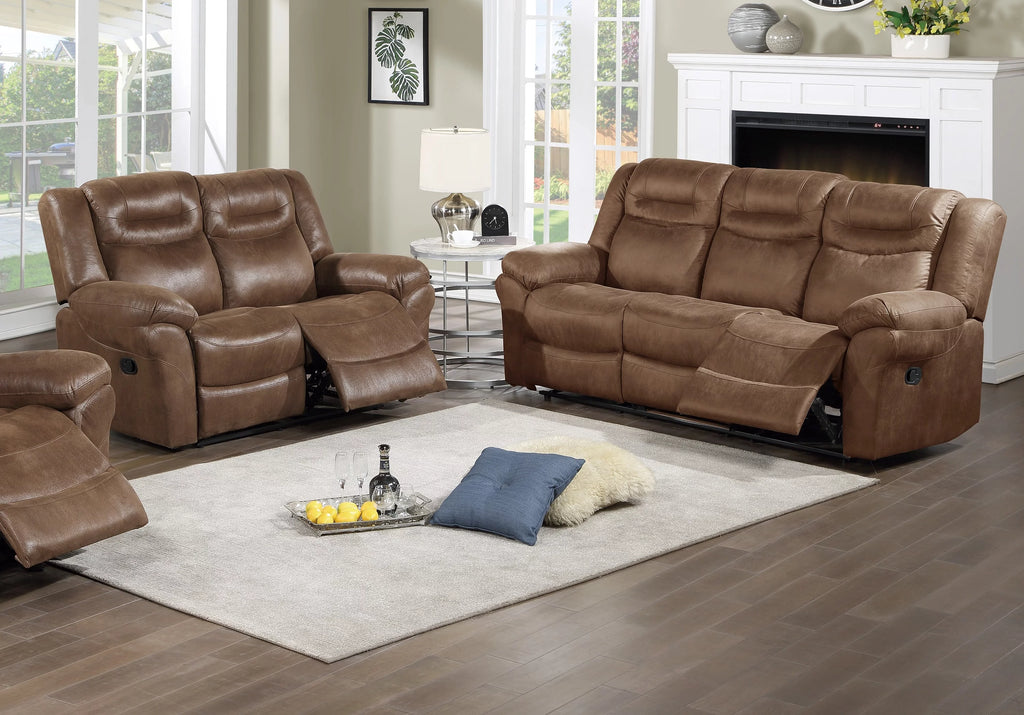 Dark Brown Leatherette Motion Sofa Loveseat 2pcs A975182