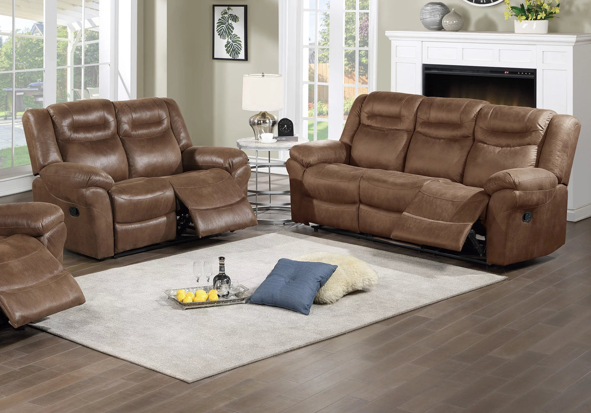 Dark Brown Leatherette Motion Sofa Loveseat 2pcs A975182