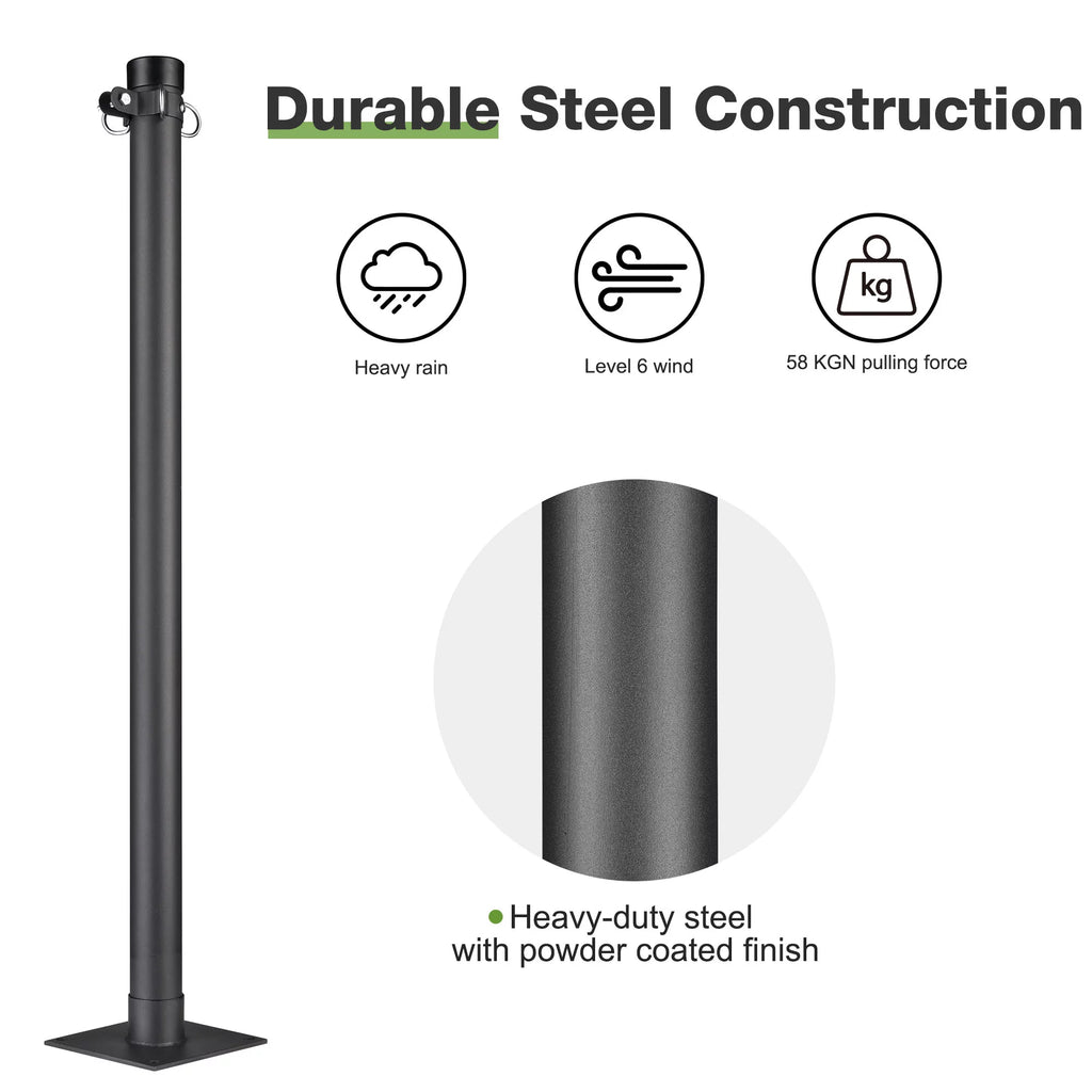 10Ft Black Shade Sail Pole Y841122
