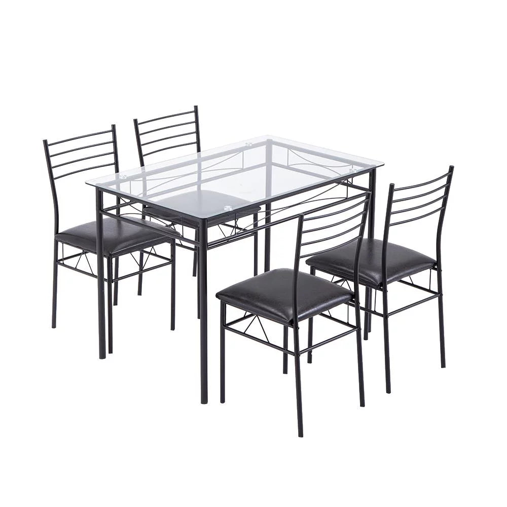 5 PC Glass Top Dining Set with 4 Chairs R737144