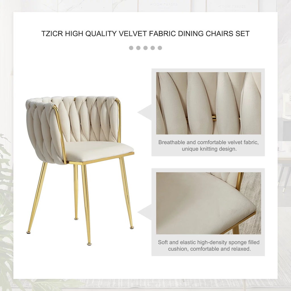 Velvet Dining Chairs Set of 6 Beige J52390
