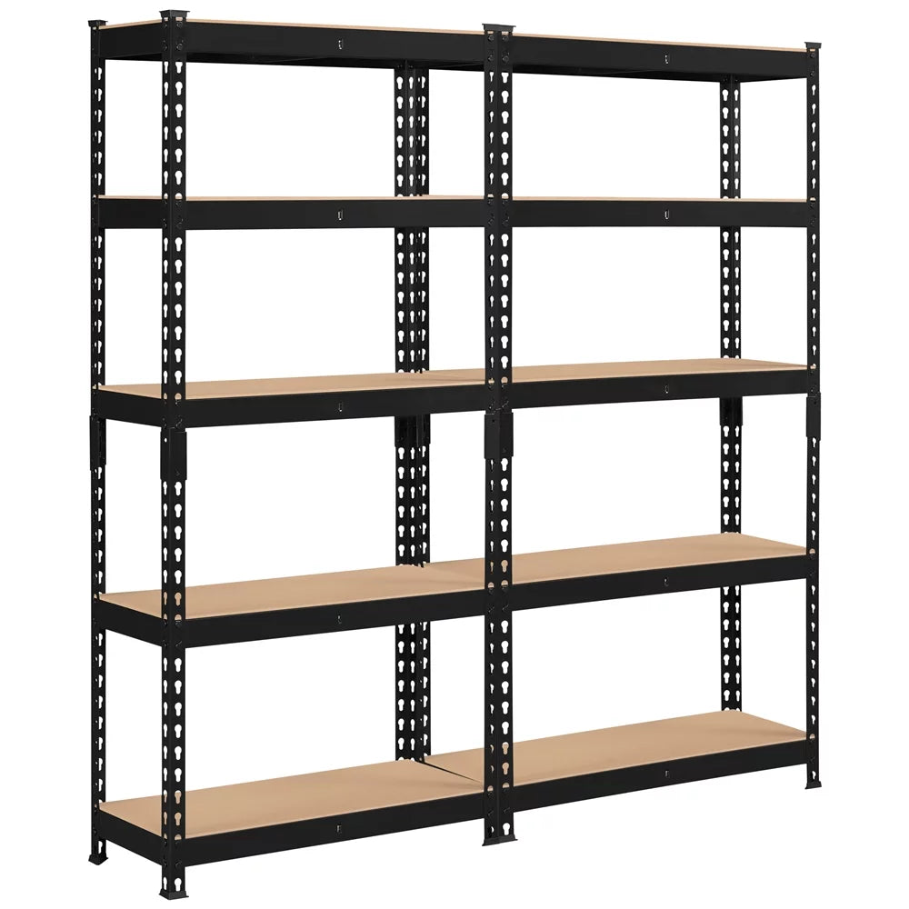 5-Shelf Adjustable Steel Storage Shelf Unit, Black, 2 Pack G11438