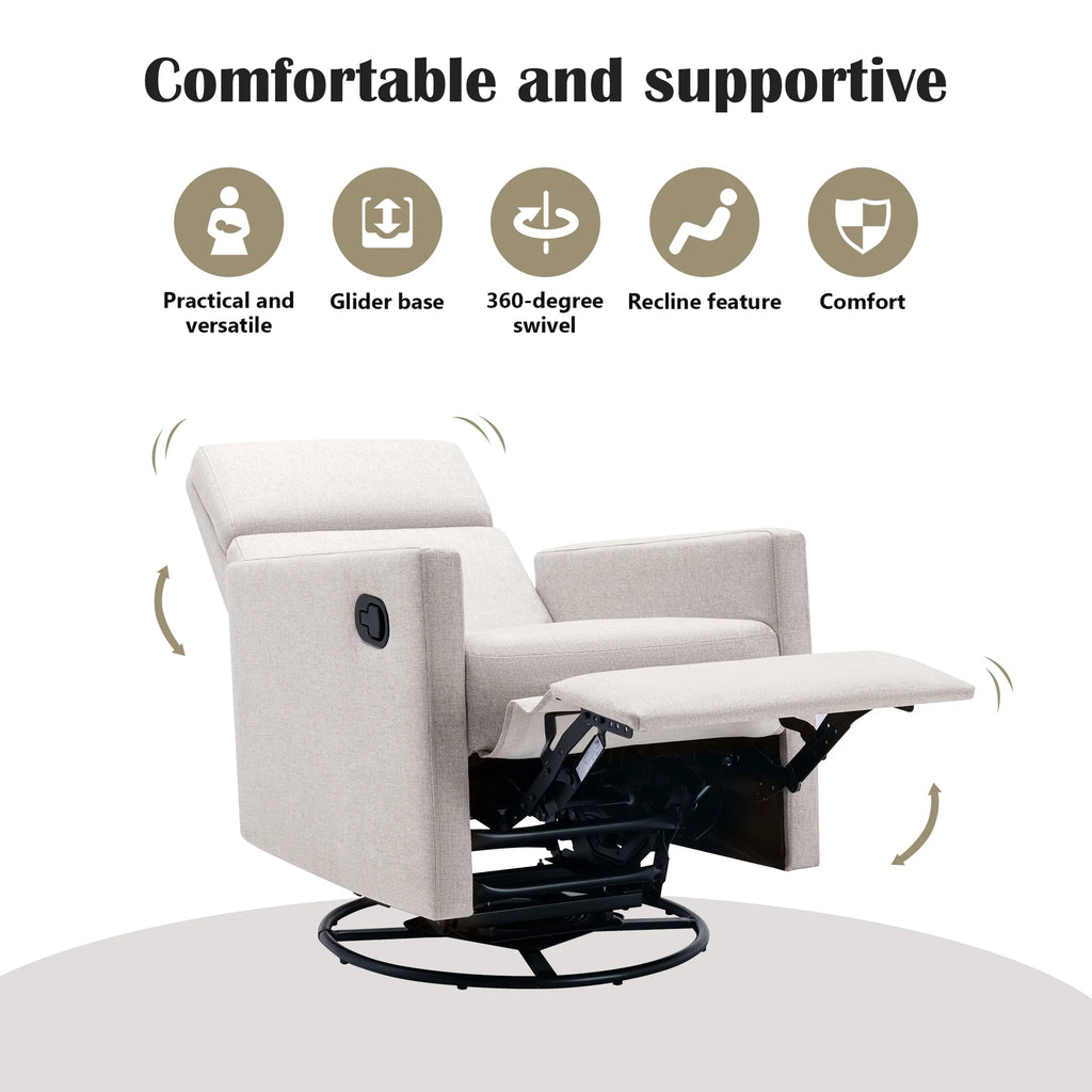 Tan Upholstered Swivel Recliner Chair L701