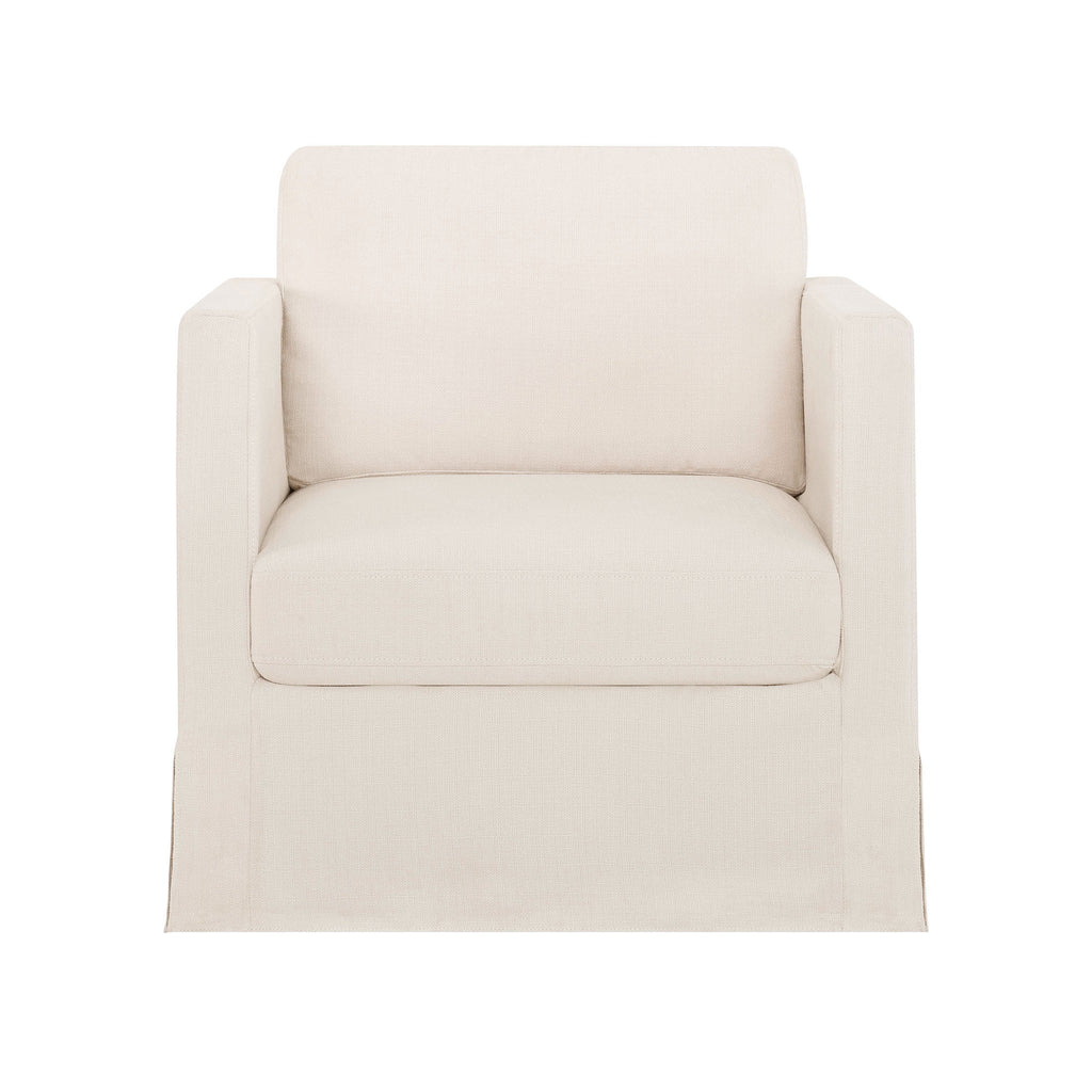 Cream Slipcover Swivel Chair Y532253