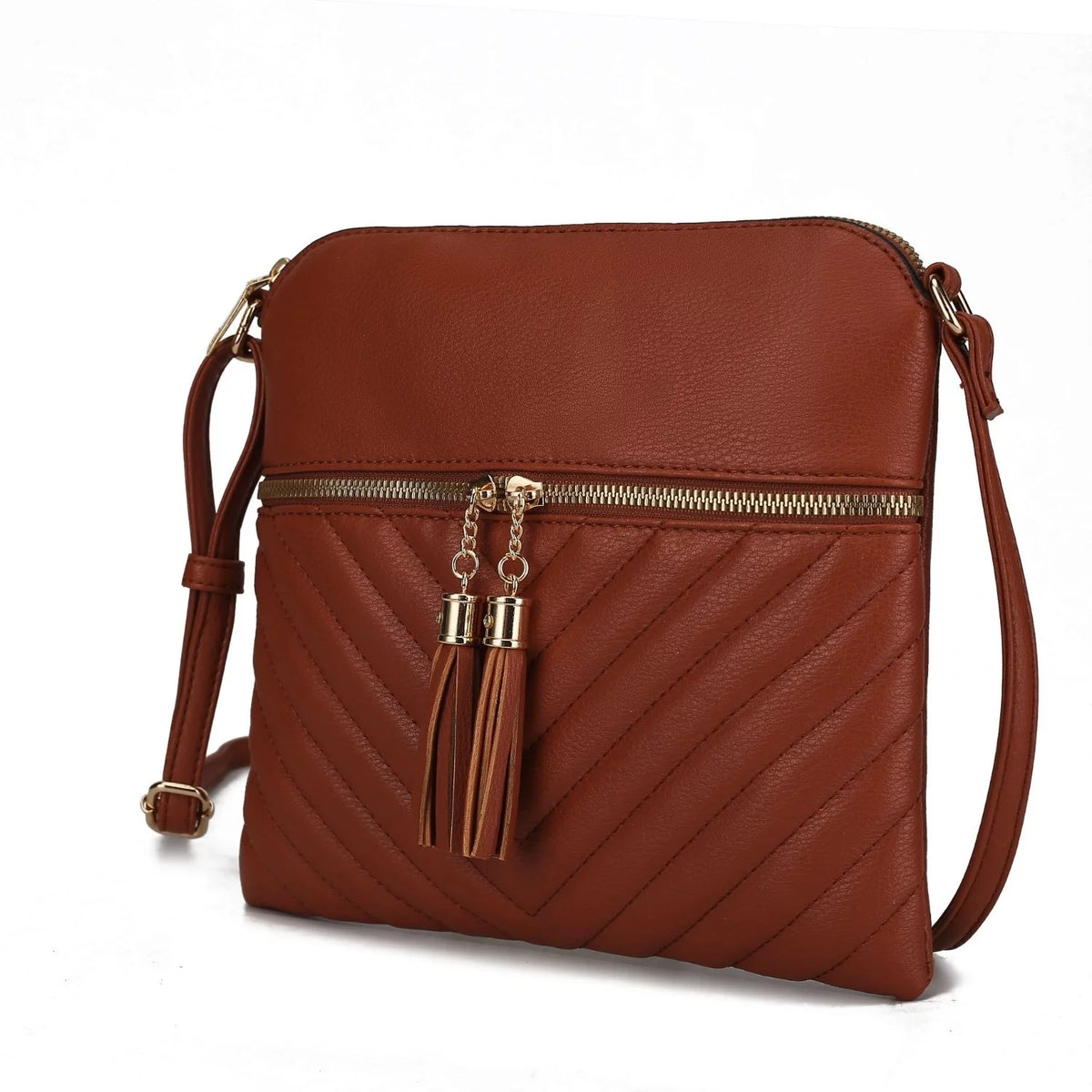 Brown Vegan Leather Medium Crossbody Handbag H402606