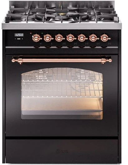 Black Dual Fuel Natural Gas Range with Copper Trim R4890