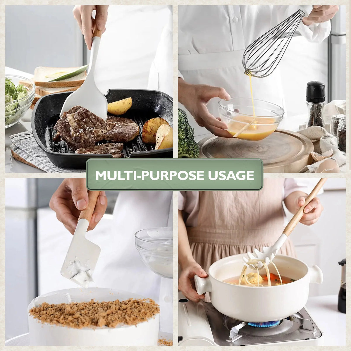 White 11 Pc Silicone Kitchen Utensils Set with Holder Z687