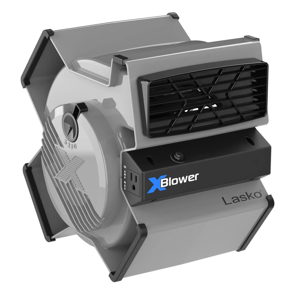 11" 6 Position Blower Fan with Outlet and USB Ports, Gray X761
