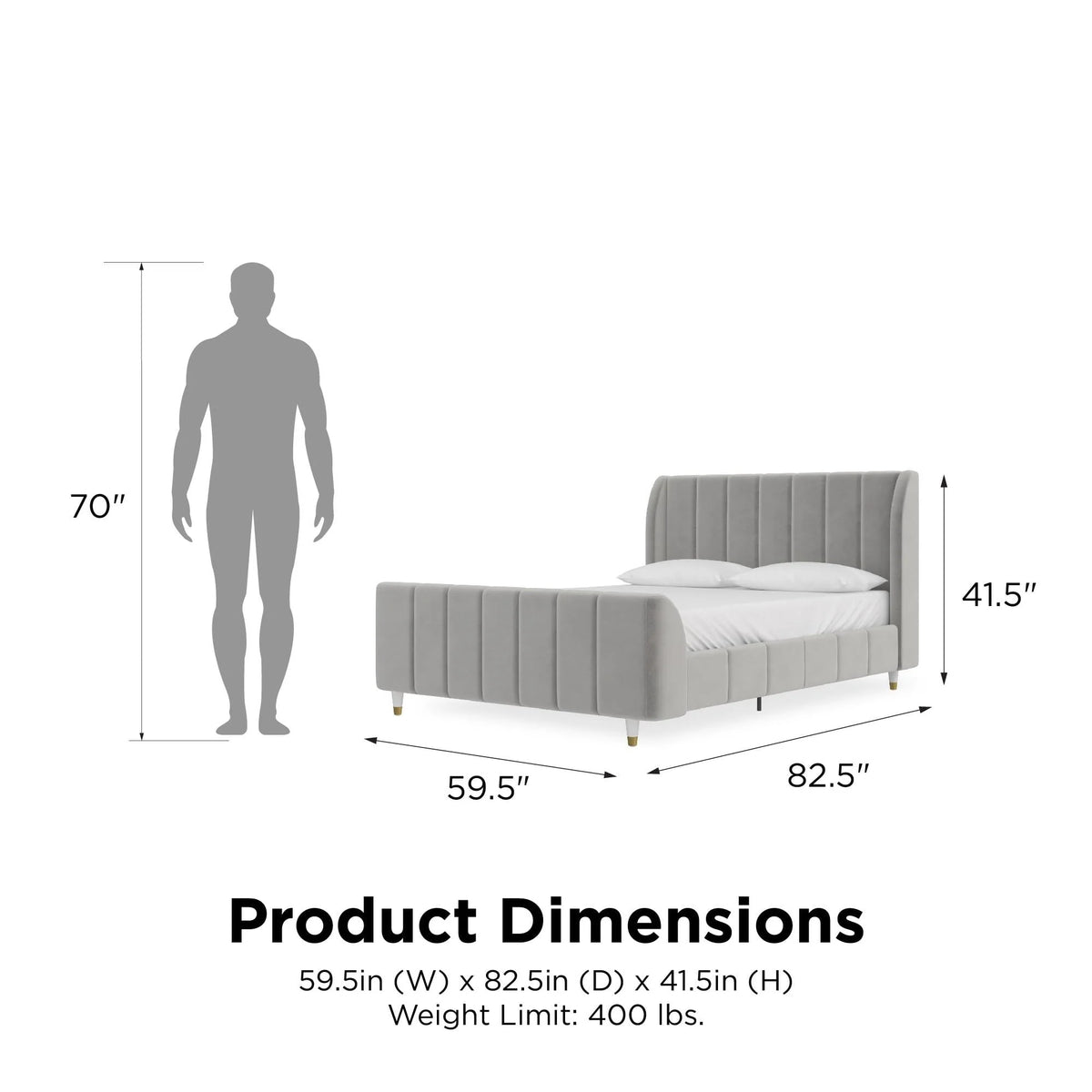 Gray Velvet Full Upholstered Bed R279657