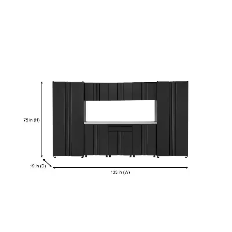 9 Piece Black Welded Steel Garage Storage System R3654
