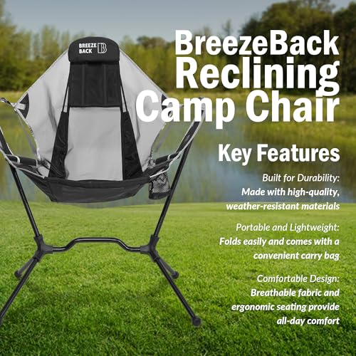 Lightweight Foldable Reclining Rocking Camping Chair with Cup Holder and Carry Bag E3849
