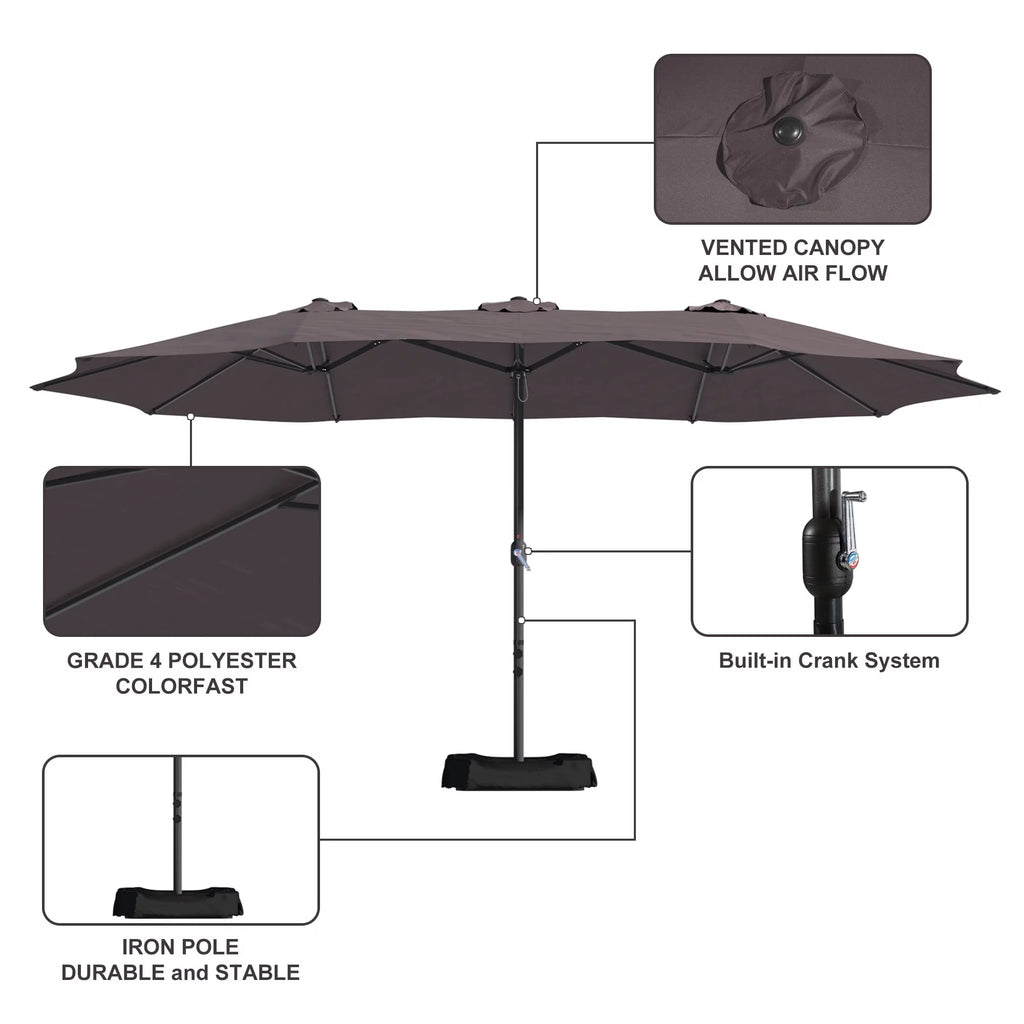 15Ft Double-Sided Patio Market Umbrella with Base N932