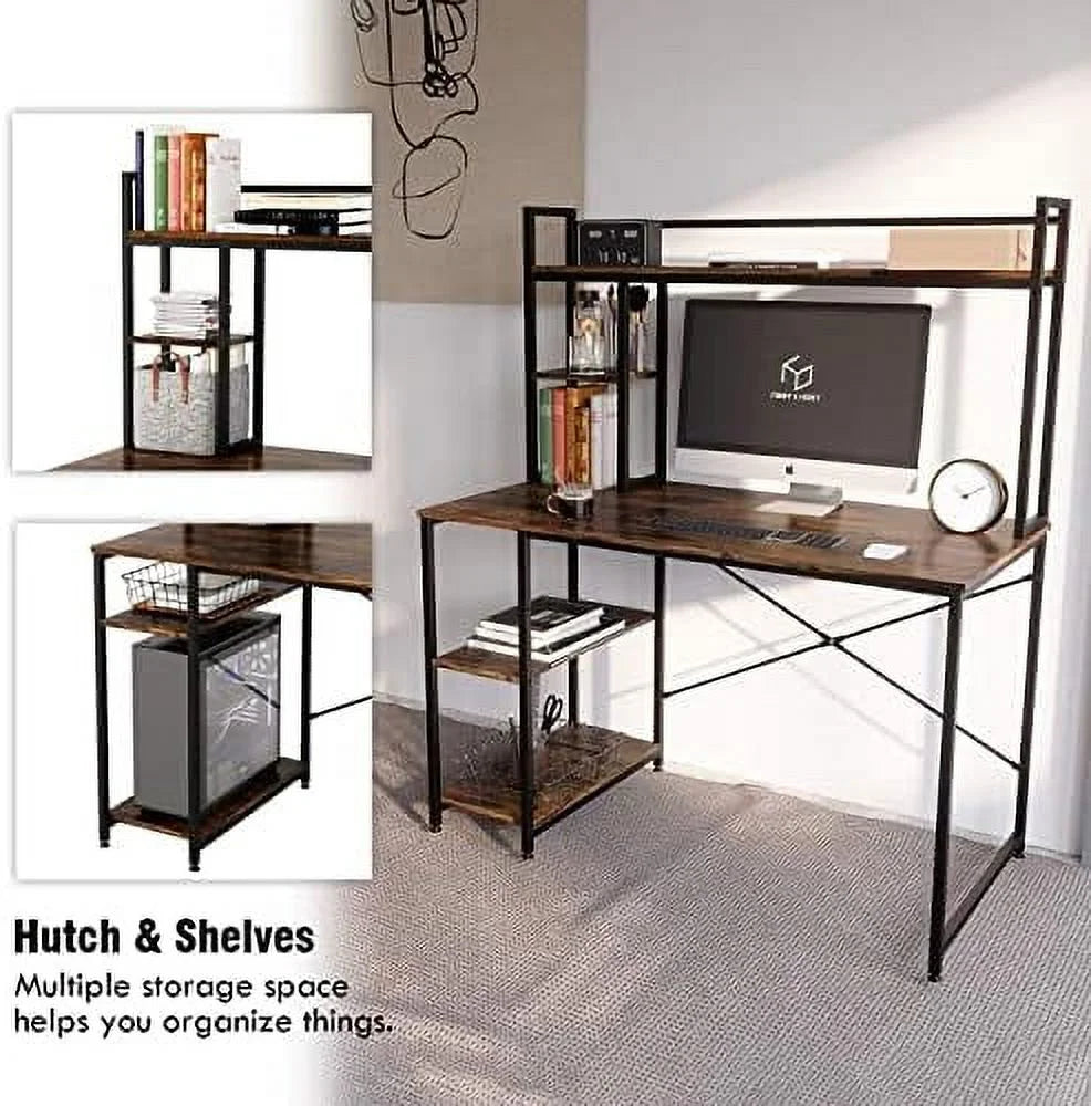 Computer Desk with Hutch and Shelves 47 Inch Adjustable K6170