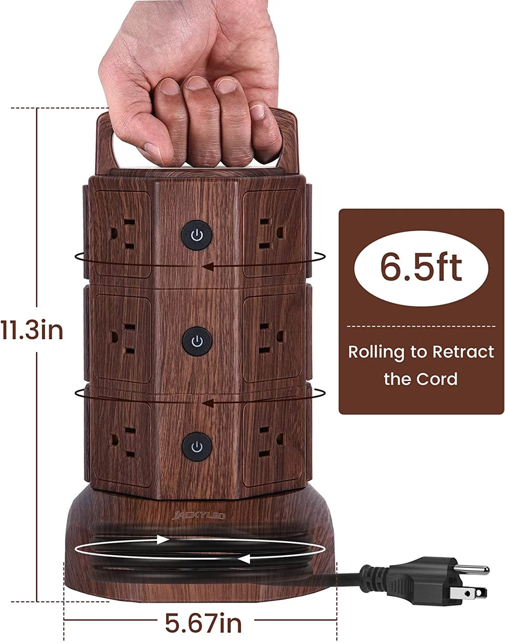 6 USB Ports 12 AC Outlets Power Strip Tower P207317