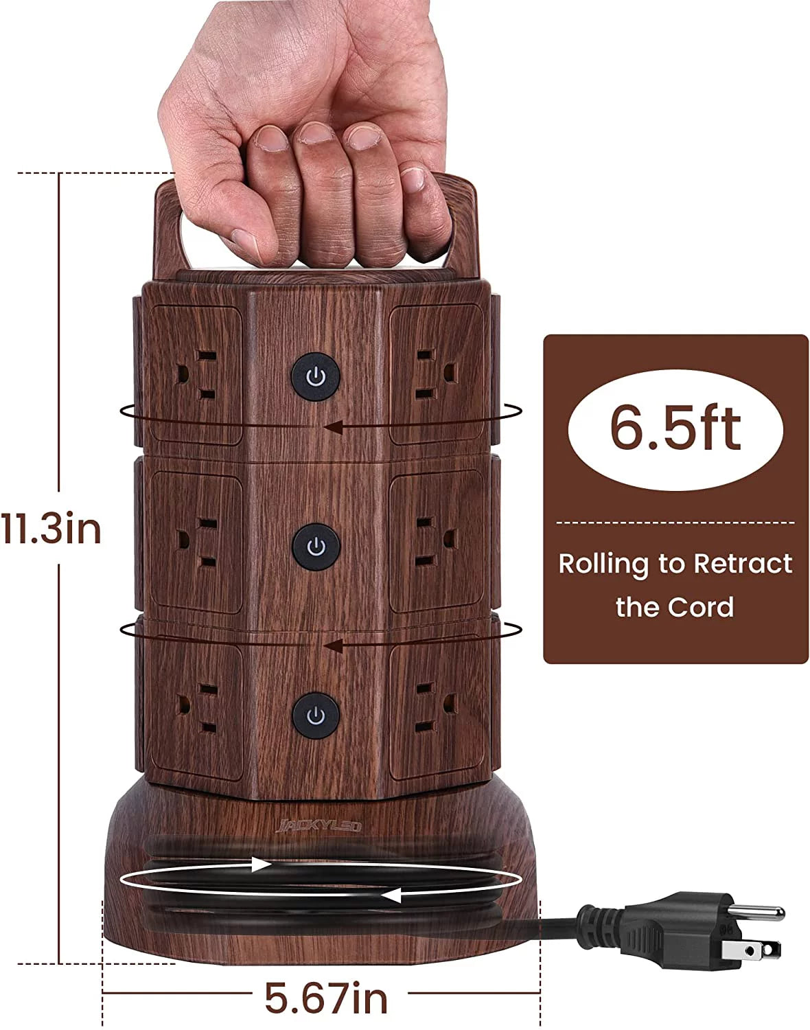6 USB Ports 12 AC Outlets Power Strip Tower P207317