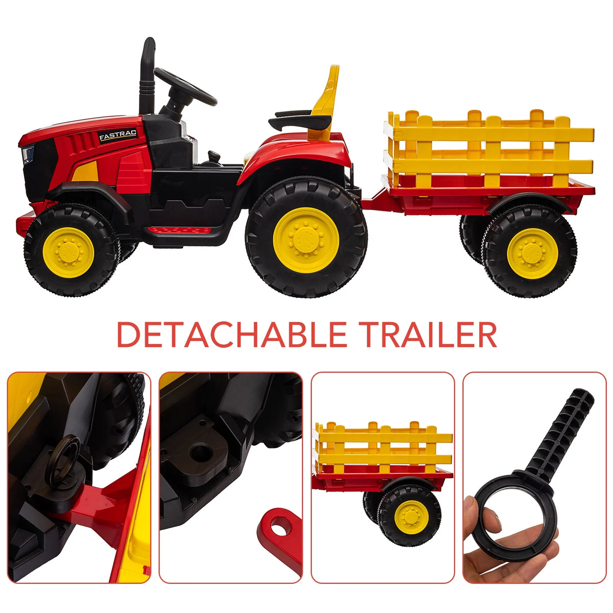 3 in 1 Ride on Tractor, 24V Electric Truck Vehicle, Six-wheeled UTV Car, Pink T51005