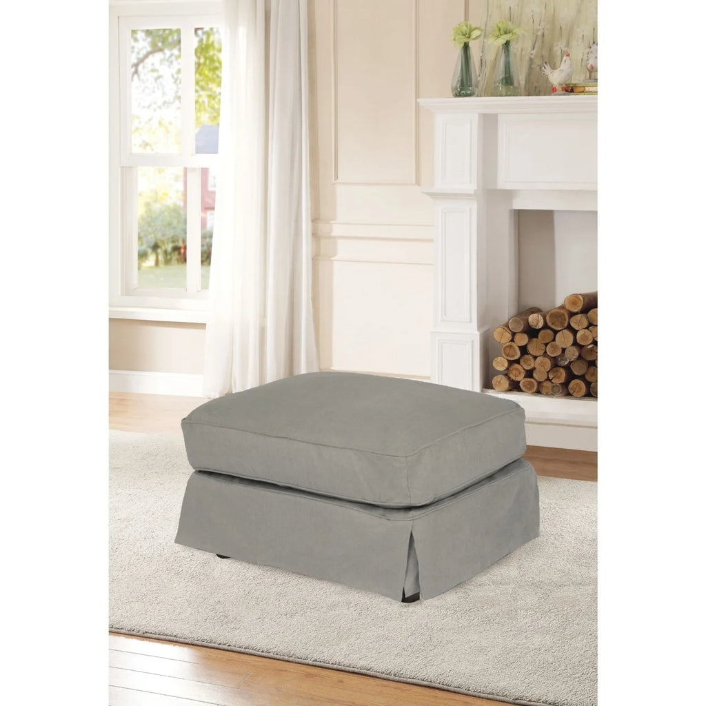 Grey Upholstered Pillow Top Ottoman A50514