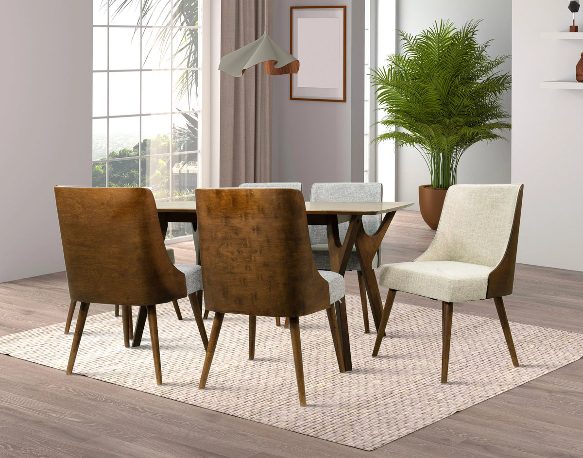 Brown 7-Piece Solid Wood Dining Table and 6 Chairs R763