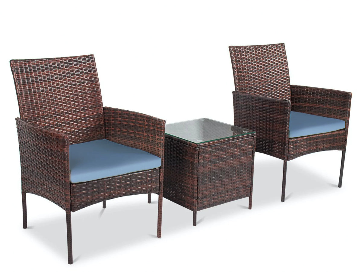 3 Piece Grey Rattan Porch Furniture Set C65921
