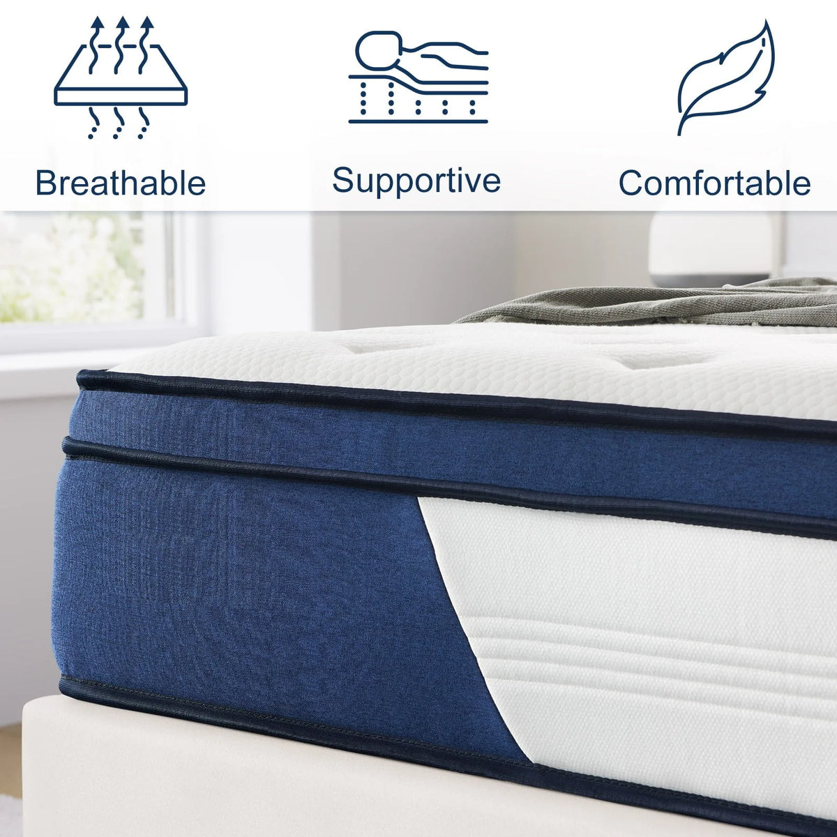 Full Size 12 Innerspring Hybrid Pocket Spring Mattress D5687