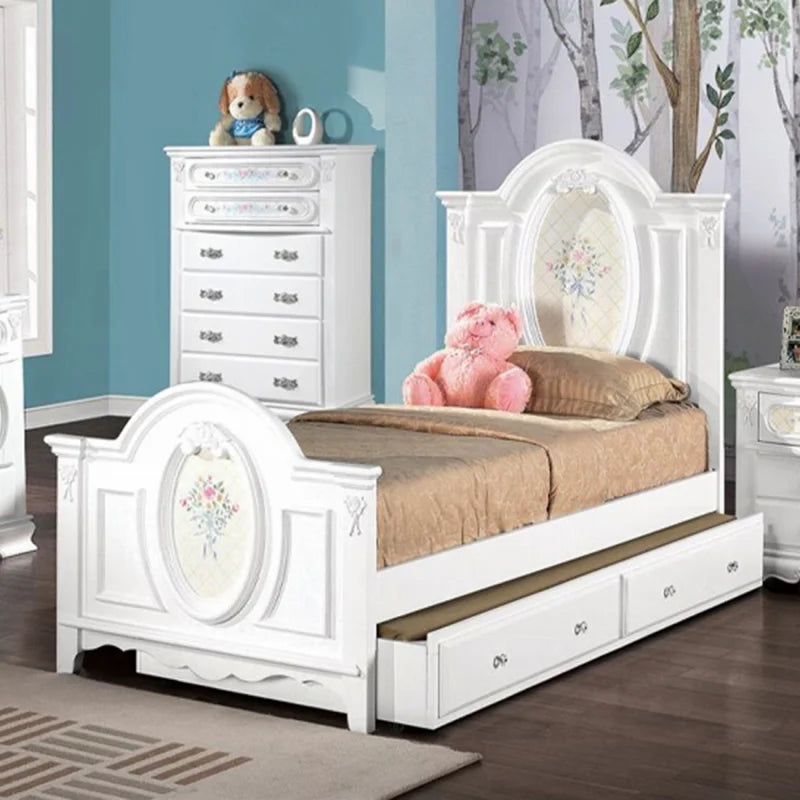 Wooden Full Bed with 2 Drawers in White X431889